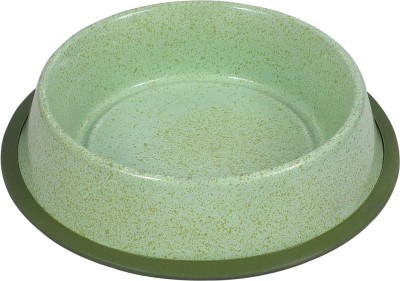 Royal Tails Premium Dog Food Bowl Sparkle for Dogs & Cats | Durable Easy-to-Clean, Anti-Skid Stainless Steel Pet Bowl(900 ml Green)