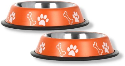 Fableart Stainless Steel Pet Bowl(700 ml Orange)