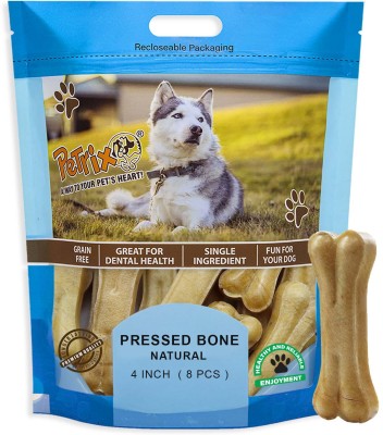 Petrix Pressed Bone Natural 4 Inch (8 Pcs) Rawhide chew bones for dogs ,dog chew Dog Chew(0.4 kg, Pack of 1)