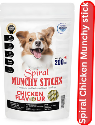 Nitishree Chicken Flavored Spiral Munchy Sticks- 200G, Dog Chew Sticks, For Dog Treats Chicken Dog Chew(200 g, Pack of 1)