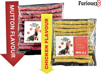 Furious3D Dog Chew Sticks Munchy Stick Mix Flavours Mutton (225g), Chicken (225g) Mutton, Chicken Dog Chew(450 g, Pack of 2)