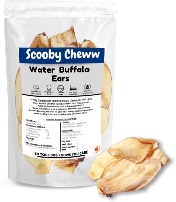 Scooby Cheww Dried Water Buffalo Ears Dog Chews for All Sized Dogs 8pcs Beef Dog Chew(200 g, Pack of 1)