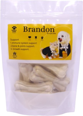 BRANDON 2 Inch 6 Pcs White Digestible Rawhide Pressed Bone Dog Chew For Dogs Dog Chew(200 g, Pack of 1)