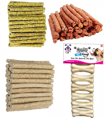 Unik Dog Chew Combo Chew Munchy sticks & 6 Bones 3 Inch, Chicken, Mutton, Vegetable Dog Chew(1 kg, Pack of 4)