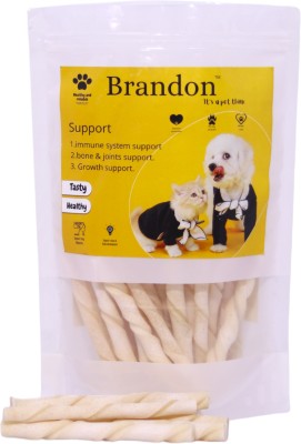 BRANDON 2 kg White Digestible Rawhide Twisted Chew Sticks For Dogs Dog Chew(2 kg, Pack of 1)