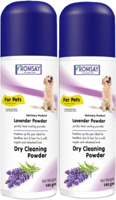 ROMSAY Lavender Powder 140ML Pack Of 2 Prickly Heat Cooling & Dry Cleaning Powder 280 ml Pet Coat Cleanser(Suitable For Dog, Cat)
