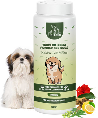 Unitailz Flea & Ticks Neem Dog Powder for Shih Tzu Dog & Puppy | Anti-Itching, 100 ml Pet Coat Cleanser(Suitable For Dog)