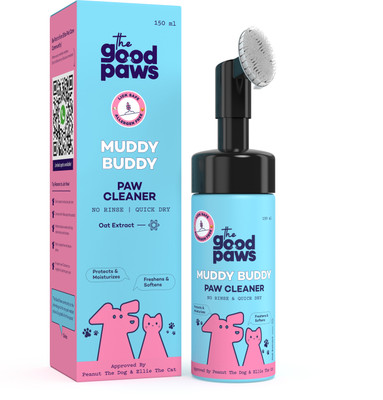 The Good Paws Muddy Buddy Paw Cleaner | No Rinse Foaming Cleanser | Lick Safe | Allergen Free 150 ml Pet Coat Cleanser(Suitable For Dog, Cat)
