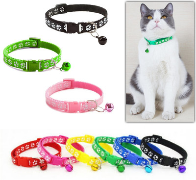 eshopy (Buy 1 Get 1 Free) Small Dog & Cat Pow Print Collar Necktie Collar (Multicolor) Bell Dog & Cat Collar Charm(Multicolor, Rectangle)