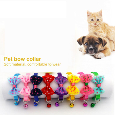 THE DDS STORE 2.Pcs Adjustable Nylon Bow-tie Collars with Bell Cat Collar Kitten Collar Embellished Cat Collar Charm(Multicolor, Butterfly)