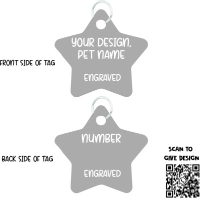 MACOS Star Shape Pet Tag Embellished Dog & Cat Collar Charm(Silver, Star)