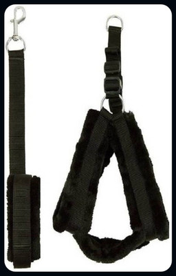 ALCAZAR Dog Fur Harness and leash Adjustable Size(Recommended for 15-25KG PET) Dog Harness & Leash(Medium, Black)