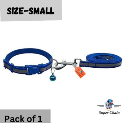 SUPER Reflective Dog Leash Collar for Puppy Set with Bell for Cats and Dogs. Dog Collar & Leash(Small, Blue)