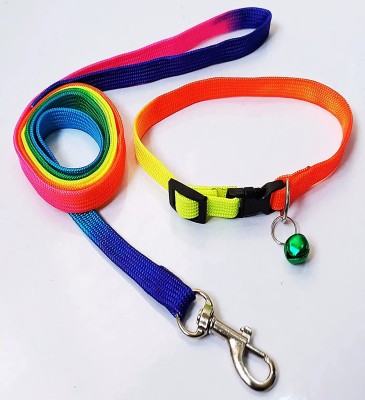 WROSHLER Good Quality Nylon 1/2 inch Rainbow Color Cat & Puppy Collar Belt/Puppy Belt Dog & Cat Collar & Leash(Extra Small, Multi-Color)