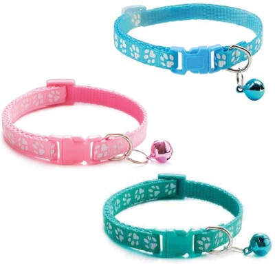 DCM PET MART Cute Kitty with Paw Print collar-3 Paw design-3 Dog & Cat Everyday Collar(Small, Multicolor)