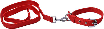 PETRA Dog Leash Collar set for medium size dog (1 inch) nylon collar set in Red Dog Collar & Leash(Medium, RED)