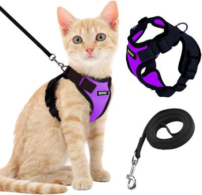 Buraq Cat Harness Wth Leash for Walking | Escape Proof | Air Mesh Fabric Cat Standard Harness(Small, Purple)