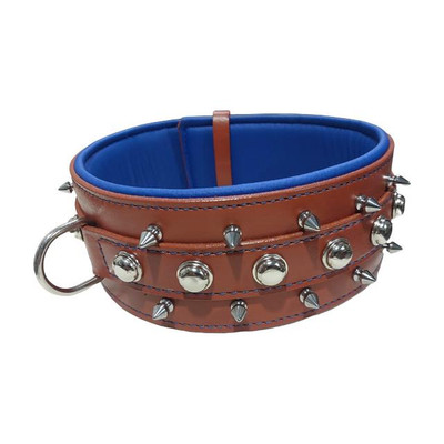 shagul shagul dog leather collar adjustable size 46-56 color black and ten available Dog Show Collar(Large, ten)