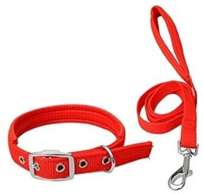 sachi sports Dog Belt and Leash Specially for Small Breeds (Waterproof, Leash Size 1.5M-2M) Dog Everyday Collar(Medium, Red)