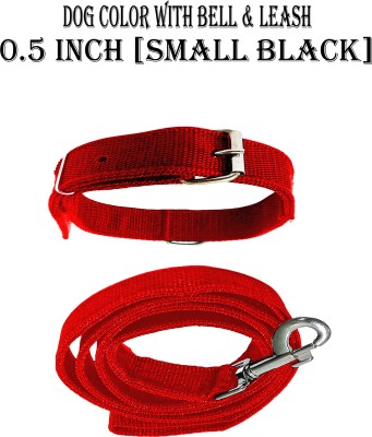 chullbull pet products Nylon Adjustable Collar with Bell and Leas [Small] Dog Pet Puppy Cat [0.5 INCH] Dog & Cat Collar & Leash(Extra Large, RED)