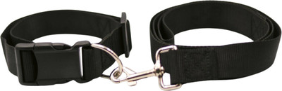 Bravoandco Dog Collar Belt and Leash Set - Adjustable, Comfortable, Durable for All Breeds Dog Collar & Leash(Medium, Black)