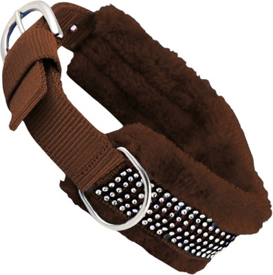 ALCAZAR Dog Neck Belt Comfy Soft Fur Padded Collar (M, Recommended for 14-23KG Pet) Dog Everyday Collar(Medium, Brown)