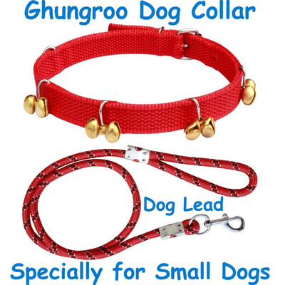 BODY BUILDING Dog Belt Combo of Red Ghungroo Collar with Red Leash Specially for Small Breed Dog Collar & Leash(Small, Red)