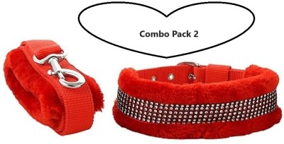 Aftra Combo Pack Soft Comfortable Breakaway Closure Dog Collar & Leash(45 - 66 cm, Red)