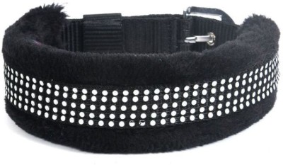 THE DDS STORE Pet Dog Nylon with Soft Fur Padded Puppy Collar Dog Everyday Collar(55 - 76 cm, Black)