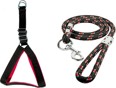 Tame Love Premium Quality Padded Harness and Leash Chest Belt Dog Collar & Chain(Small, Multicolor)