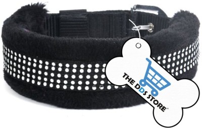 THE DDS STORE Nylon Dog Collar ,Pet Dog Nylon with Soft Fur Padded Puppy Collar-1 Piece Dog Everyday Collar(55 - 76 cm, BLACK)