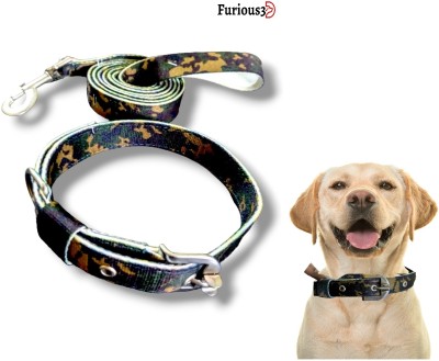 Furious3D Premium Quality Dog Neck Collar Belts and Leash Set Dog Collar & Leash(Medium, Green)
