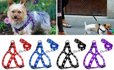 MIXUP 1 pcs 10 mm Paw Print Leash and Harness Set for Small ,Medium Puppy Dog & Cat Harness & Leash(Extra Small, MULTICOLOR)