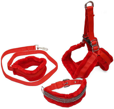 Hundur Store Dog & Cat Harness & Leash(Large, Red)