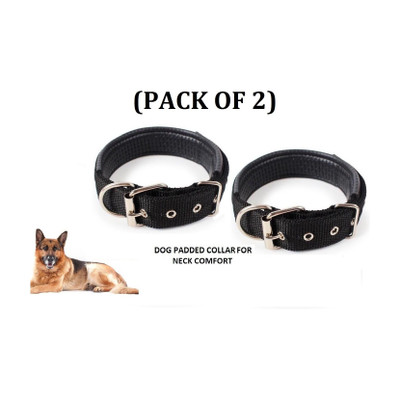 Hachiko Premium Quality Pack of 2 Dog Collar+Collar For All Large Breed Dogs. Dog Everyday Collar(Large, Black)