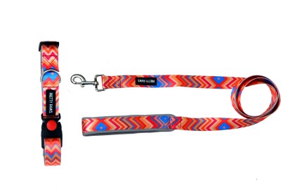 Pretty Paws Dog Collar & Leash Set in Printed Red with Premium Quality Polyester Material Dog Collar & Leash(Large, Multicolor)