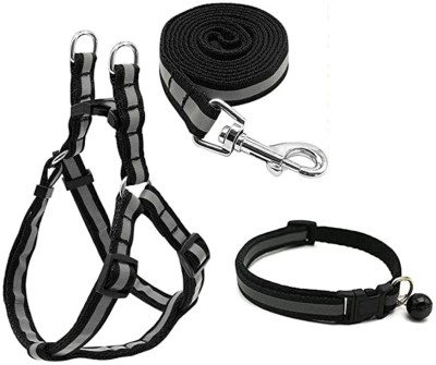 Aftra Combo Pack Soft Comfortable Breakaway Closure Dog & Cat Harness & Leash(Extra Small, Black)