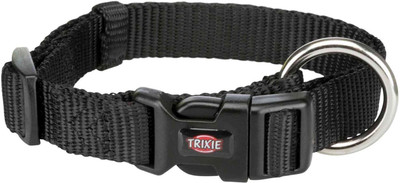 trixie Premium Nylon Dog Collar Jet Black S-M (30-45cm/15mm) Dog Everyday Collar(Small, Black)