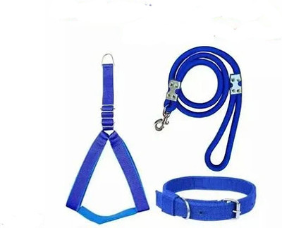Cocker Cocker Harness PP Collar Rope Black Set Dog & Cat Harness & Leash(Large, Blue)
