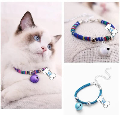 THE DDS STORE Japanese Style Pets Cat Collar Adjustable Kitty Kitten Necktie Cat Everyday Collar(Small, Multi)
