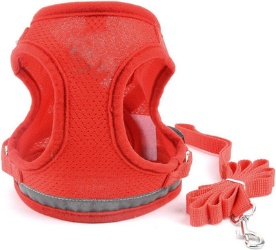 Cocker Dog & Cat Harness & Leash(Large, Red)