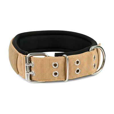 TRUE DAWG Military Grade Tactical Dog Collar with Handle for Medium Dogs (Neck: 14.5"-19") Dog Everyday Collar(Medium, Khakhi)