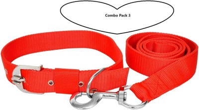 Aftra Combo Pack Soft Comfortable Breakaway Closure Dog & Cat Collar & Leash(Extra Small, Red)