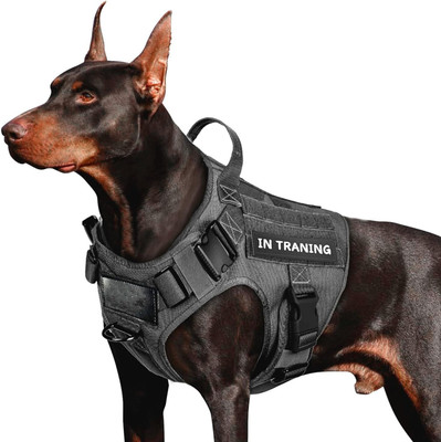 BlingPets Premium Dog Tactical Harness, Adjustable Heavy Duty with Handle for Easy Control Dog Buckle Harness(Medium, Black)