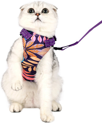 PETANGEL Escape Proof Reflective Harness & Leash Dog & Cat Harness & Leash(Small, Purple)