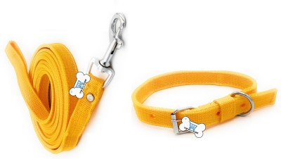 THE DDS STORE Dog Belt Combo of Yellow Dog Collar & Leash Specially for Small Breeds Dog & Cat Collar & Leash(Small, YELLOW)