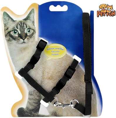Petfun Adjustable Cat harness Strap For Cat Cat Harness & Leash(Medium, Black)