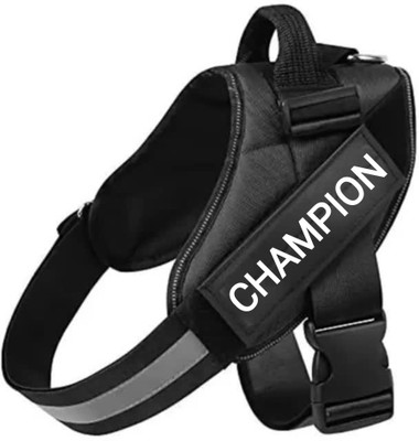 Hurrypets Premium K9 Adjustable Padded Nylon (Choke-Free Chest Body Belt) Reflective vest Dog Standard Harness(Large, Black)
