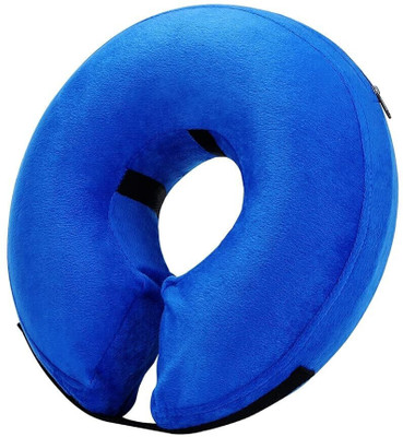 Optifit Inflatable Dog Cone Collar with Soft Cotton Cover,Velcro Strap,Adjustable Size Dog & Cat Anti-tick Collar(Medium, Blue)
