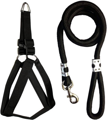 Smart Doggie Choke Free and Pulling Free Padded Easy Control Adjustable Dog Harness & Leash(Small, Black)